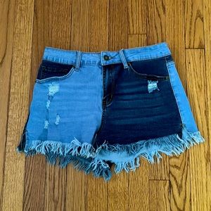 Colorblock Jean Shorts